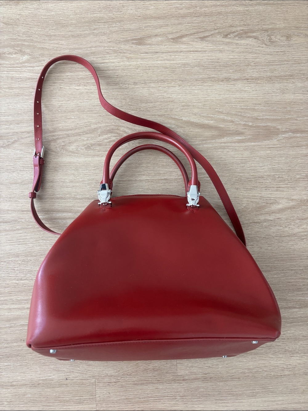 Cavalli Class by Roberto Cavalli Deep Red Structured Leather Satchel - Picture 6 of 13